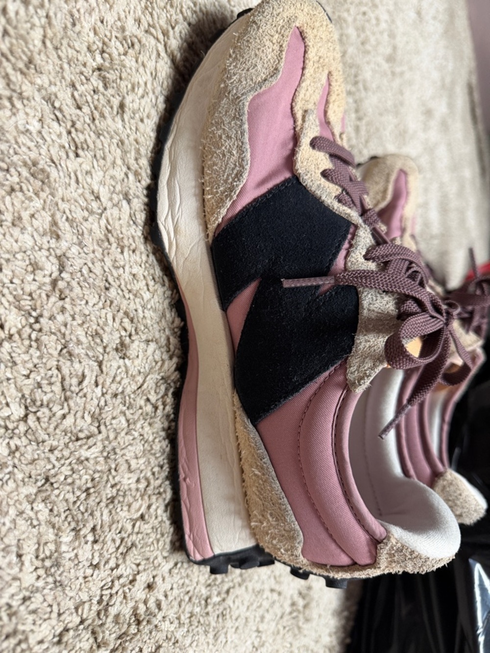 New Balance 327 Women’s Pink Suede & Mesh Sneakers - Picture 5 of 11